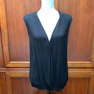 Ella Moss black drape front open back sleeveless blouse
